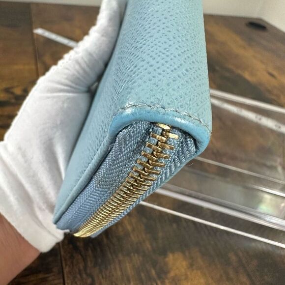 Valentino Garavani Light Blue Saffiano Leather Zip Around Wallet - Picture 8 of 10